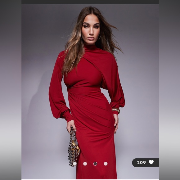 ASOS Design Elegant Burgundy Maxi Dress - Picture 2 of 7